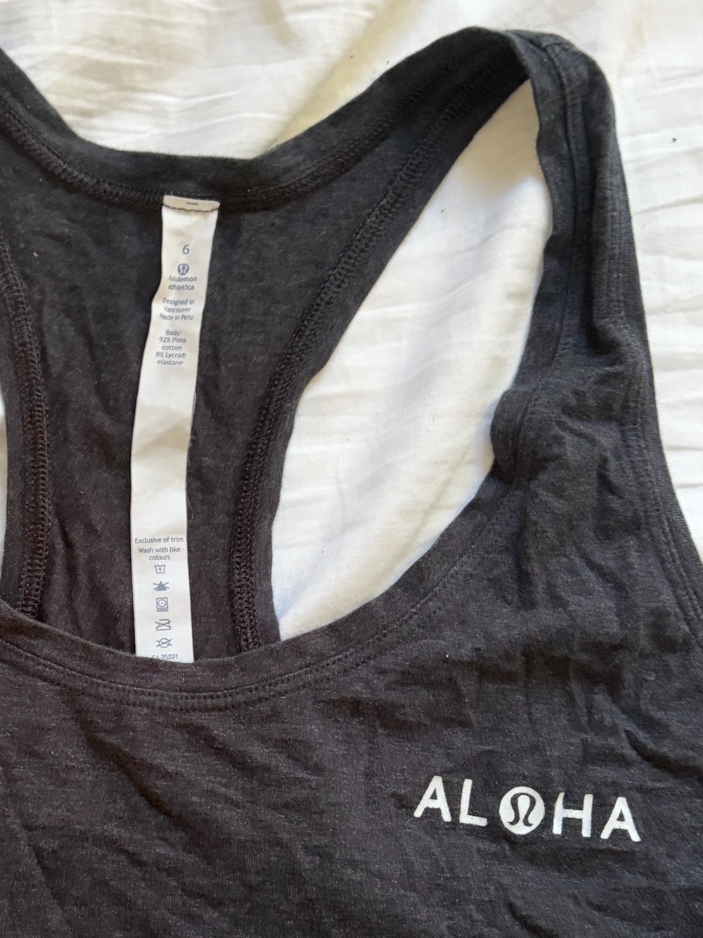 lululemon athletica Black Aloha Racerback Tank